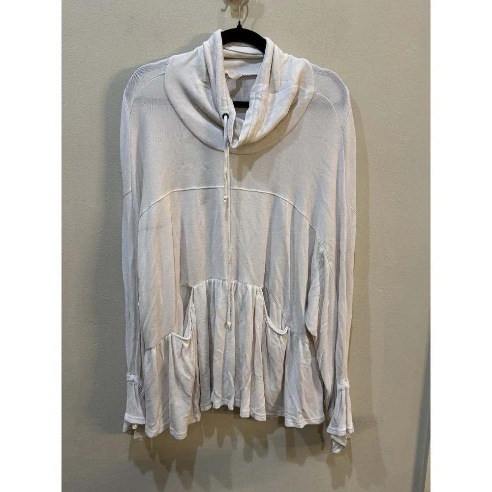 Free People Movement Early Riser slouchy white cowl-neck pullover hoodie Ivory